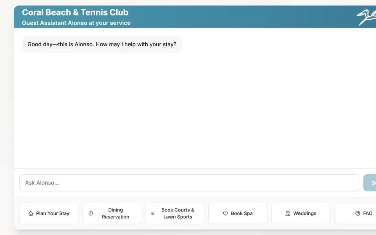 Screenshot of Club guest assistant