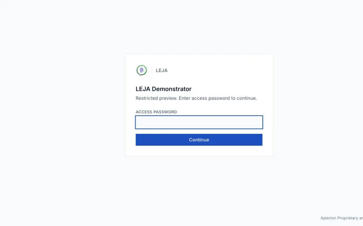 Screenshot of LEJA Demonstrator