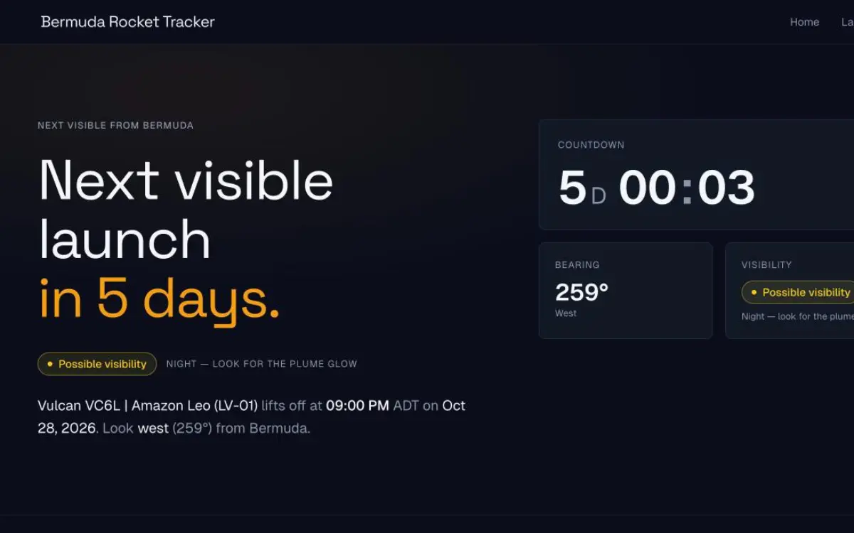 Screenshot of Bermuda Rocket Tracker