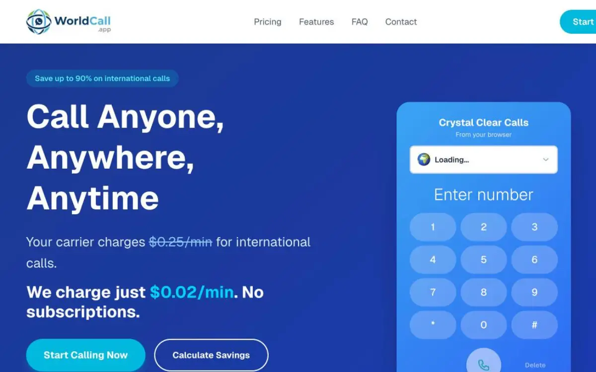 Screenshot of WorldCall